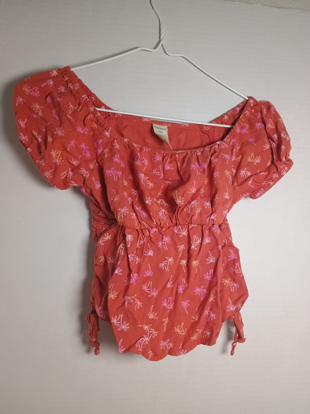 Thereabouts Floral Off-Shoulder Top Coral & Pink Small
